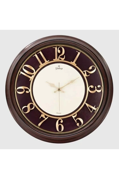 Universal 1963-EK DUVAR SAATİ KAHVERENGİ AHŞAP GÖRÜNÜM İÇİ BORDO ÇERÇEVE 46CM KABARTMA RAKAMLI SELEFON KORUMAL