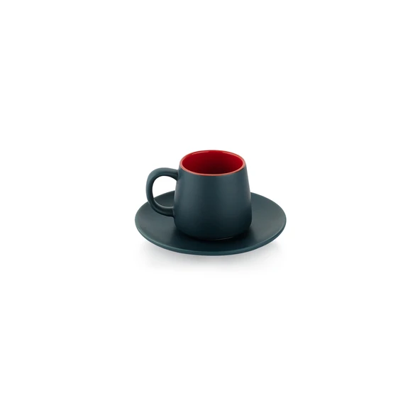 Schafer Aurora 2 Kişilik Kahve Fincan Seti 4 Parça-Lacivert/Kırmızı - 3