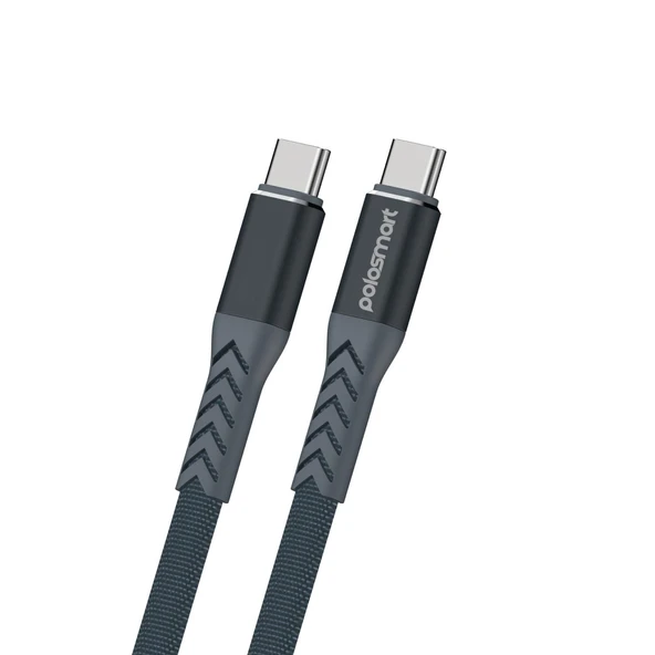 Polosmart PBS416 Type-C to Type-C 65W Şarj ve Data Kablosu 1.2 Metre Gri