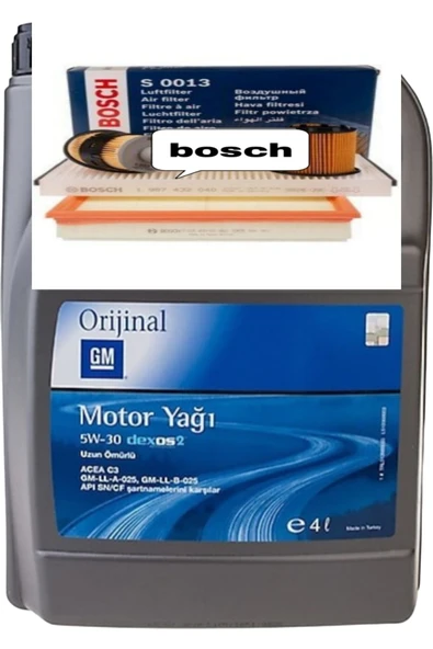 GM 5W-30 DEXOS 2 DPF Lİ 4LT+BOSCH ASTRA H 1.3 DİZEL 4LU SET