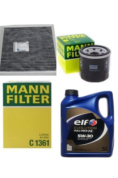 MANN Opel Astra J 1.6 Dizel Filtre Bakım Seti Elf 5w-30 Fe 5lt Motor Yağlı (2013-2018) 4 Lü