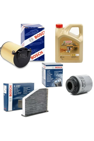 Bosch VOLKSWAGEN JETTA 1.2 TSI PERİYODİK YAĞ BAKIM FİLTRE SETİ+CASTROL EDGE 5W30 4LT 2023