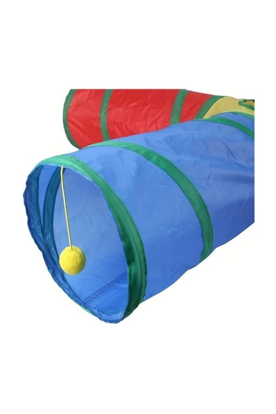 Pribor Kedi Oyun Tüneli 4 Çıkışlı Model Içerisinde Toplu Katlanabilir Gökkuşağı Renkli - Resim 4