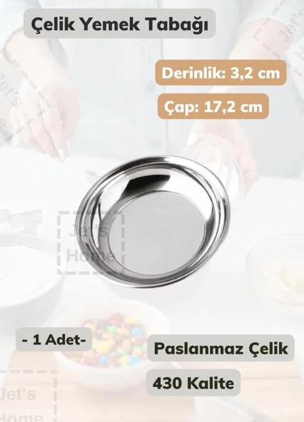 Çelik Yemek Tabağı 17,2 cm Paslanmaz Çelik Tabak