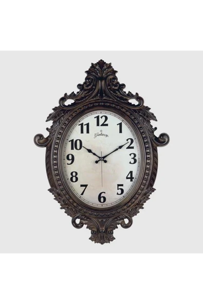 ONS Duvar Saati Kahverengi Çerçeve Çap:73cm X 54cm Vintage Taçlı Eksitme Dekoratif A