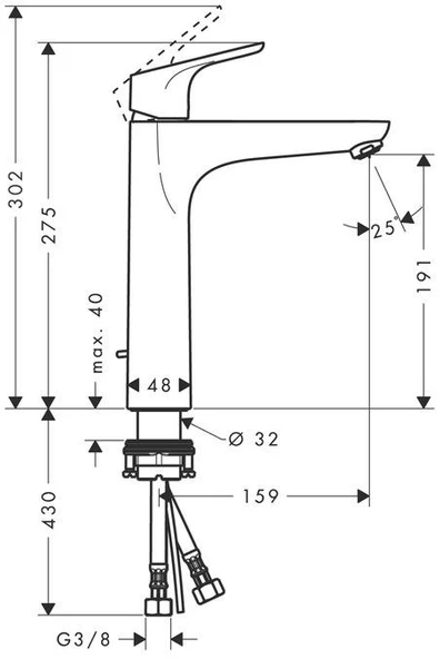 Hansgrohe Focus Lavabo Bataryası 190 Sifon Kumandalı - 2