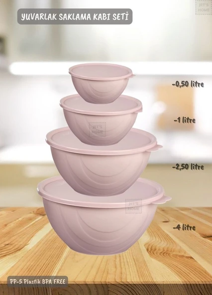 4’lü Yuvarlak Saklama Kabı Seti BPA FREE