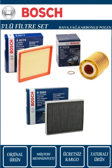 Bosch Bmw 316i F30 Filtre Bakım Seti 2012-2016