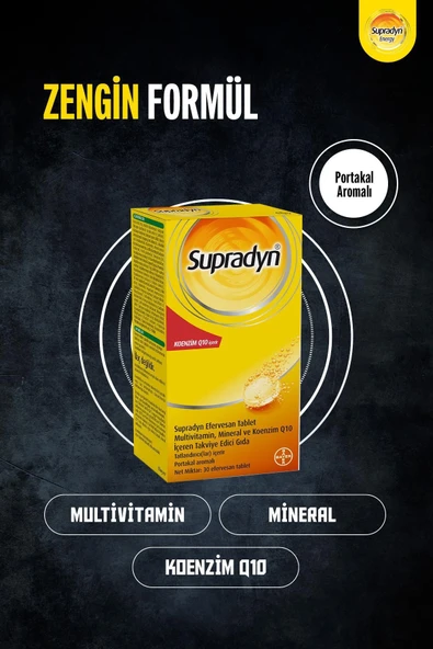 Supradyn 30 Efervesan Tablet | Koenzim Q10, Multivitamin Ve Mineral Içeren Takviye Edici Gıda - 3