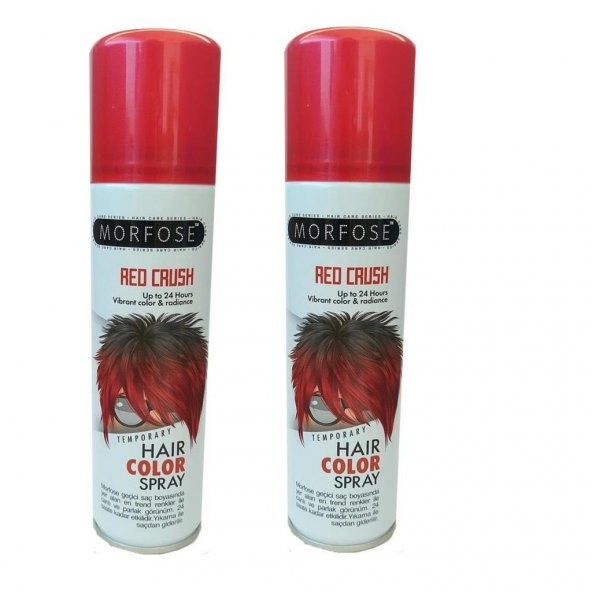 Morfose Hair Color Spray 150Ml Red Crush Renkli Saç Spreyi x 2 Adet