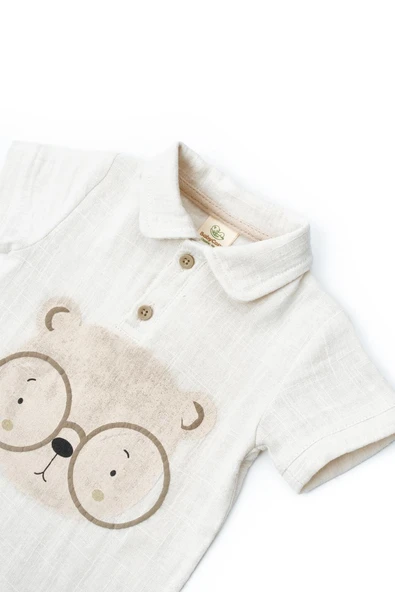 Bebek 3'lü Salopet Müslin Takım %100 Pamuk - Yenidoğan - CSYM7102 - 5