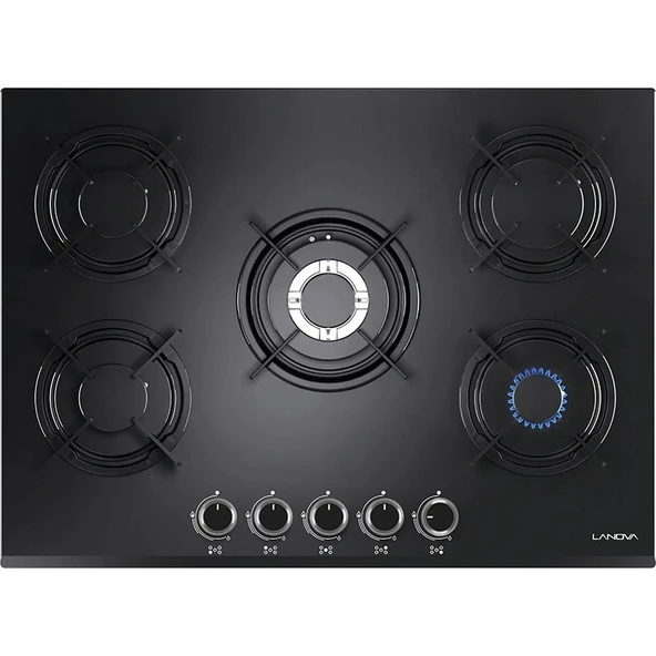 Lanova Crystal 3207B01 - G17402-101 - 3220B6 5'li Siyah Cam Ankastre Set - 3