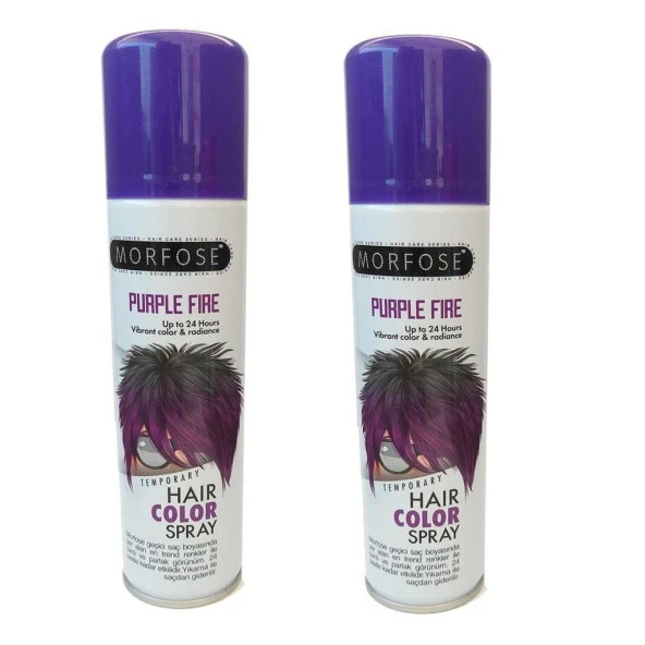 Morfose Hair Color Spray 150Ml Purple Fire Renkli Saç Spreyi x 2 Adet
