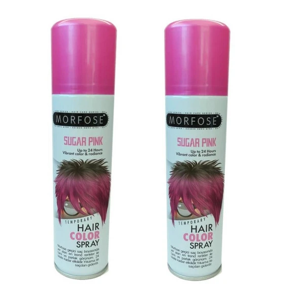 Morfose Hair Color Spray 150Ml Sugar Pink Renkli Saç Spreyi x 2 Adet