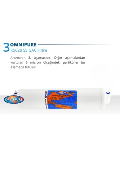 Omnipure  K56 Serisi 3 Aşamalı Inline Su Arıtma Filtresi Seti (NSF SERTİFİKALI, ABD ÜRETİMİ) - Resim 4