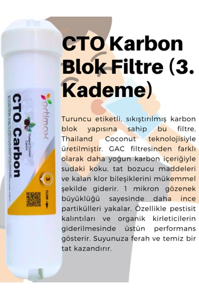 Ortimax  5'li Su Arıtma Filtre Seti – PP Sediment, GAC, CTO Karbon, Membran ve Post Karbon - 5