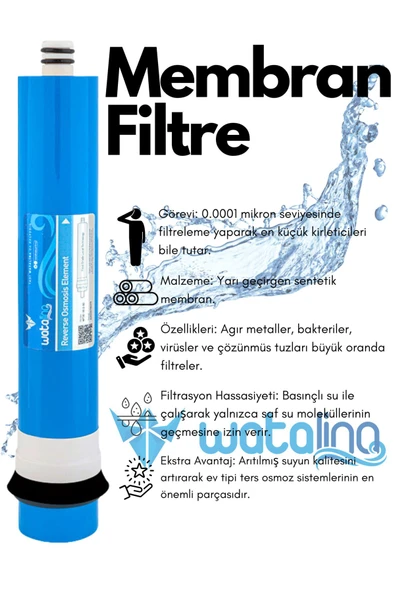 watalina  5’li Su Arıtma Filtre Seti – Sediment Gac Cto Membran Post Karbon - Resim 7