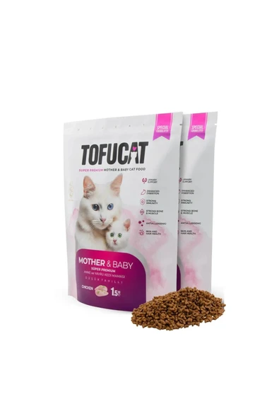 Tofucat Super Premium Mother&Baby Tavuklu Yavru Kedi maması 1,5 kg - Antialerjenik ve Düşük Tahıllı