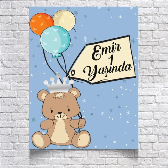 Balon ve Ayıcıklı Doğm Günü Afişi 100X150 cm