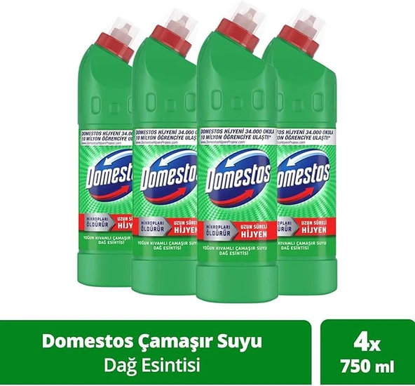 Domestos Çamaşır Suyu Dağ Esintisi 750 ml x 4 adet - Resim 3