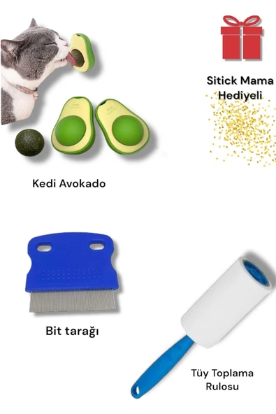 vet advice Kedi Avokado Bit Tarağı Tüy Toplama Rulosu 3'Lü set ürün görseli 1