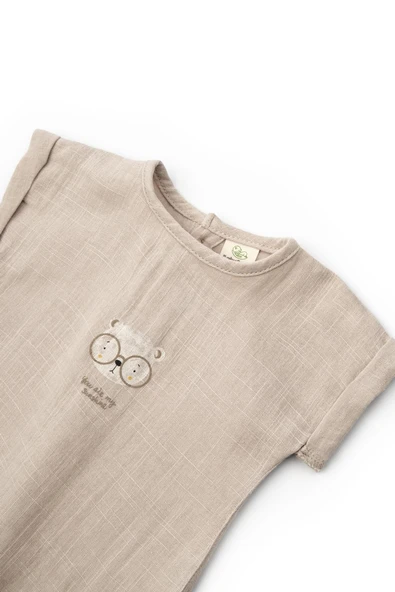 Bebek Kısa Kollu Tişört ve Pantolon Takımı, %100 Pamuk, Bebek ve Yenidoğan Serisi - CSYM7103 - 5