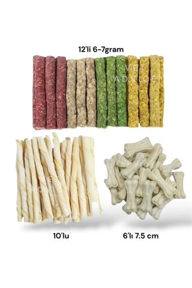 vet advice Köpek Munchy Çubuk Ödül - Diş Tartar temizleme kemiği - Çubur burgu kemik 3'Lü Set