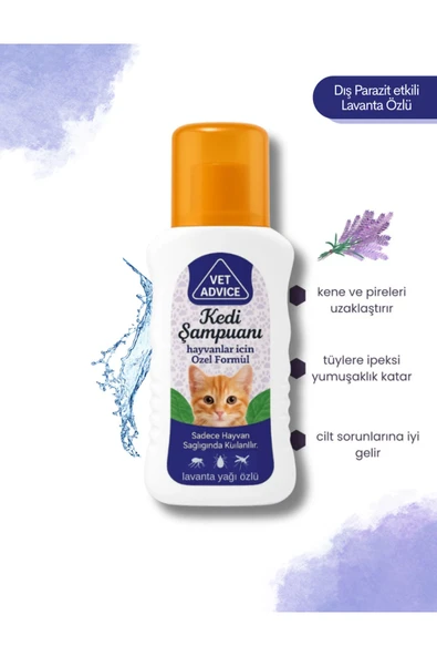 Lavanta Yağı Özlü Kedi Şampuanı Parazit Bitkisel Lavanta Özlü