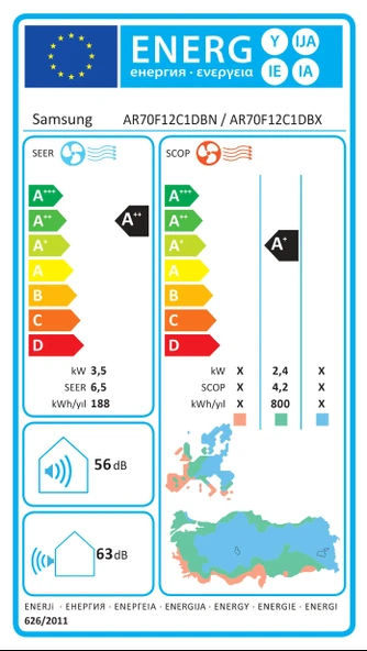 Samsung AR70F12C1DB/SK Windfree Premium 12000 BTU A+++ Inverter Duvar Tipi Klima - Resim 2