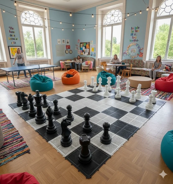 Bahçe Satranç Takımı + Zemin (STN-100) – İç ve Dış Mekan Uyumlu ürün görseli 1