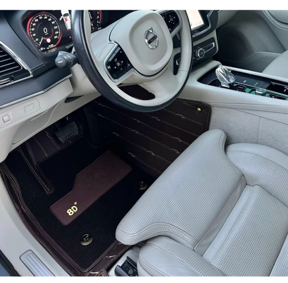 Volvo Xc90 2015-2024 Arası 7 Kişilik Aracına Özel 8d Çift Katmanlı Havuzlu Paspas Takımı (Kahverengi)
