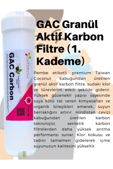 Ortimax  5'li Su Arıtma Filtre Seti – PP Sediment, GAC, CTO Karbon, Membran ve Post Karbon - 3