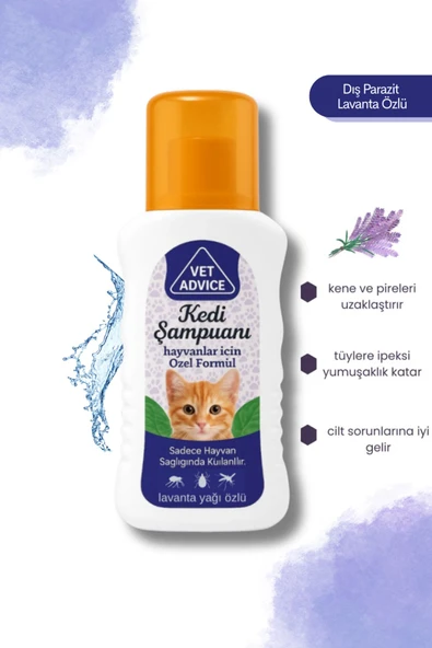 vet advice Lavanta Yağı Özlü Kedi Şampuanı Parazit Bitkisel Lavanta Özlü - 1