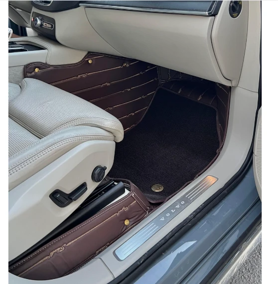Volvo Xc90 2015-2024 Arası 7 Kişilik Aracına Özel 8d Çift Katmanlı Havuzlu Paspas Takımı (Kahverengi) - 4