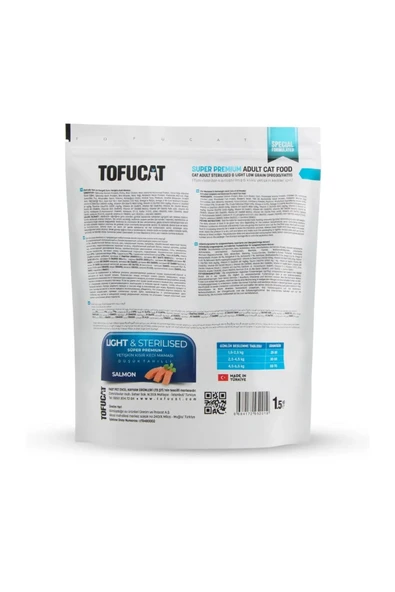 vet advice Tofucat Super Premium Sterilised Somonlu Kısır Kedi maması 1,5 kg - Antialerjenik ve Düşük Tahıllı - Resim 2