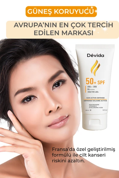 Yüz ve Vücut Güneş Kremi Leke Karşıtı Yağsız Hafif SPF 50 UVA UVB Günlük Kullanım UVActive 400