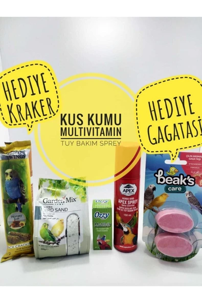 Ozzy Muhabbet Kuşu Kumu-vitamini- Tüy Spreyi - 2 Adet Hediye Ürün - 1