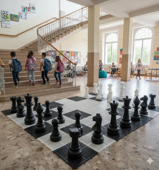 Bahçe Satranç Takımı + Zemin (STN-100) – İç ve Dış Mekan Uyumlu - Resim 6