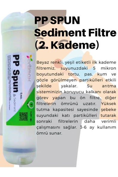 Ortimax  5'li Su Arıtma Filtre Seti – PP Sediment, GAC, CTO Karbon, Membran ve Post Karbon - 4