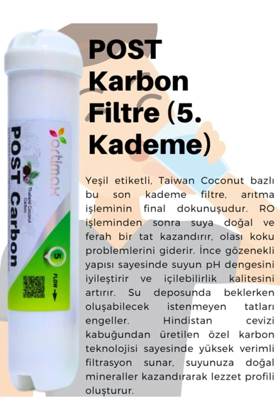 Ortimax  5'li Su Arıtma Filtre Seti – PP Sediment, GAC, CTO Karbon, Membran ve Post Karbon - 7