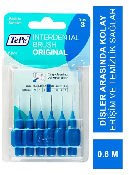 Tepe Interdental Brush Arayüz Fırçası Mavi 0.6 mm 6 lı