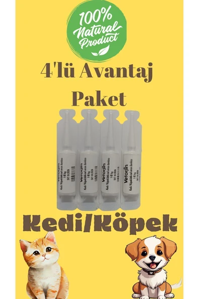 Vetorjin Yavru Kedi Köpek Dış Parazit Kovucu Bitkisel Damla 4 Adet ürün görseli 1