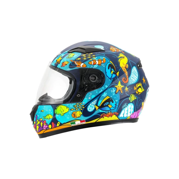 KASK SWAY ÇOCUK SW 815K OCEAN Black Blue Full Face - 2