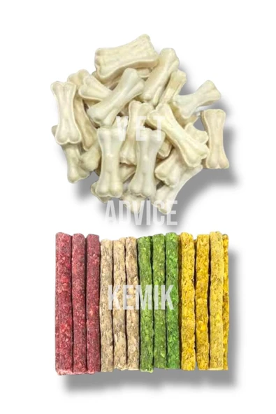 vet advice Köpek Çubuk Munchy Ödül ve Köpek Diş Kaşıma Sığır Derisi Kemik Seti 6 lı 10 lu paket (7.5cm 6-7gr)