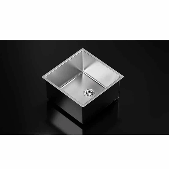 ASİL KROM 40 X 50 PASLANMAZ ÇELİK EVYE (SİFON DAHİL) DÜZ SANCAK ALİMER - 2