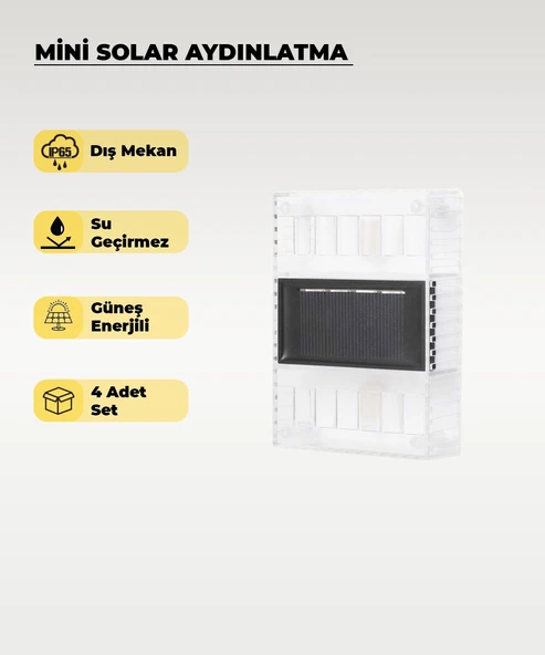 Mini Solar Aplik Gün Işığı - 4 Adet