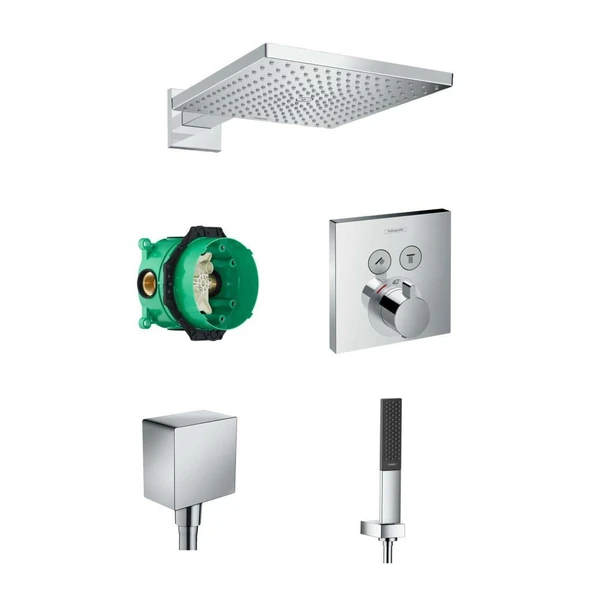 Hansgrohe ShowerSelect 2 Çıkış Termostatik Ankastre Banyo Seti - Krom
