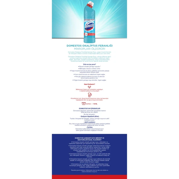 Domestos Çamaşır Suyu Okaluptus Ferahlığı 750 ml x 4 adet - Resim 6