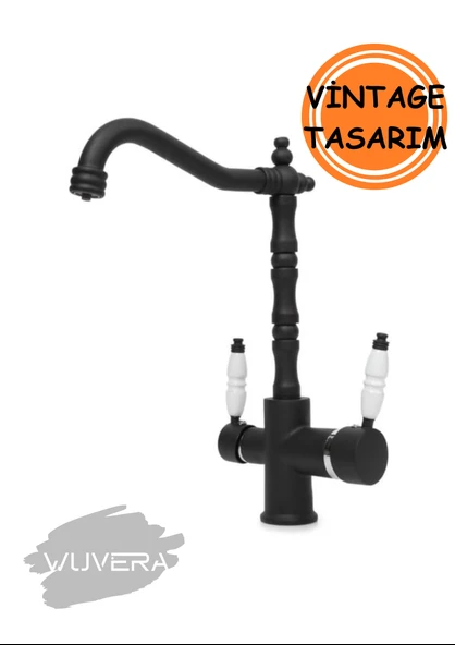 Wuvera Siyah Arıtmalı Vintage Mutfak Bataryası – Rustik Tasarım ile Şıklık ve Sağlık Bir Arada! - Resim 2