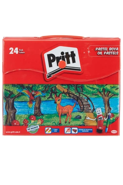 24 renk çantalı pastel boya tutaca ve kalemtraş hediyeli pritt ürün görseli 1